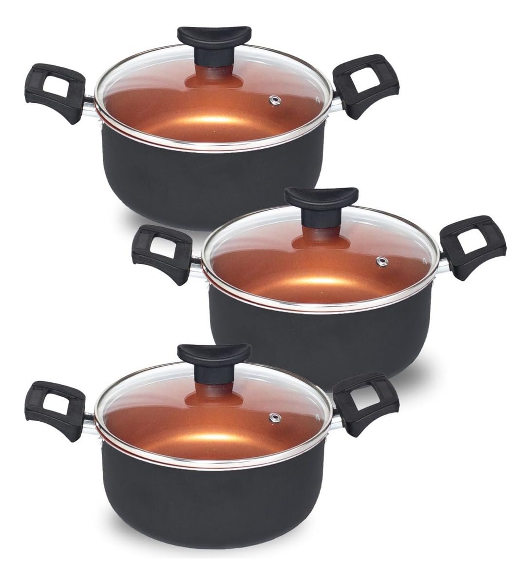 Conjunto 2 Panelas Caçarola Teflon Pequena Antiaderente 5 Camadas (Cobre)